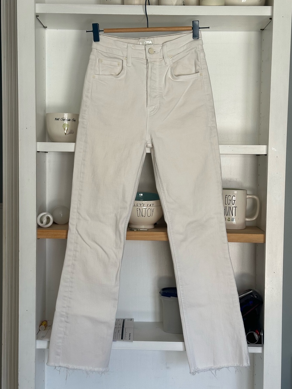 MOTHER The Tripper Ankle Fray Play Date Antique White ***